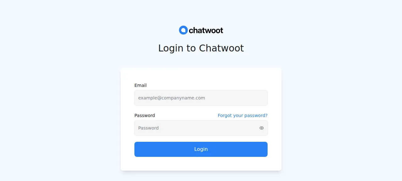 The Chatwoot login page