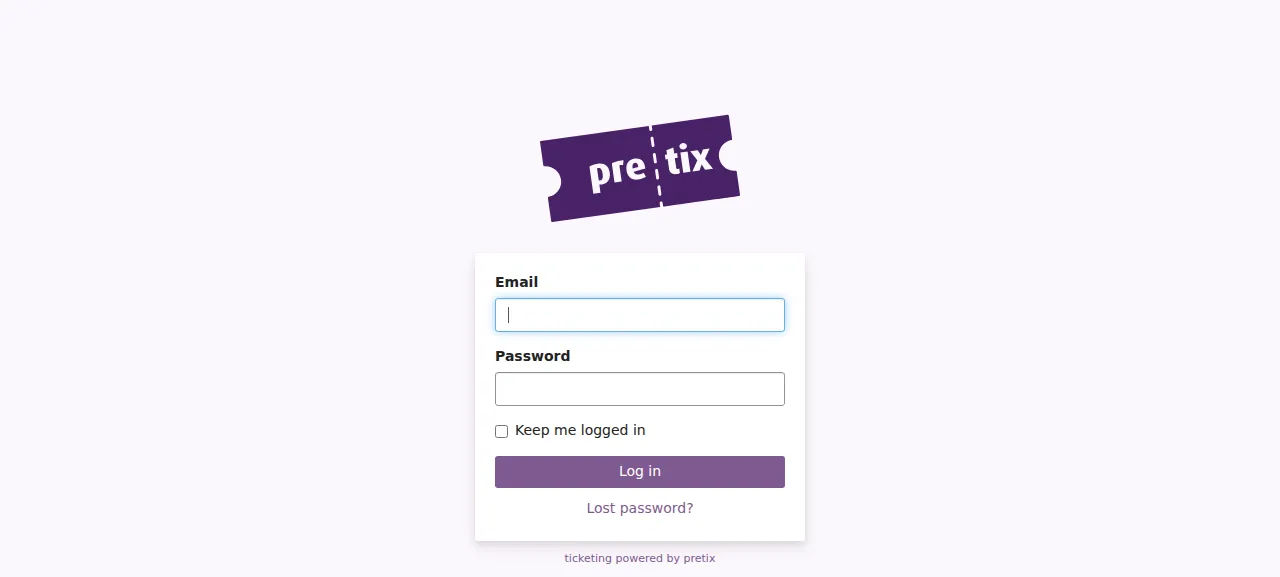 The pretix log-in page